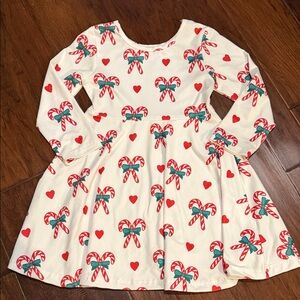 Candy Cane Print Kids Casual Dress